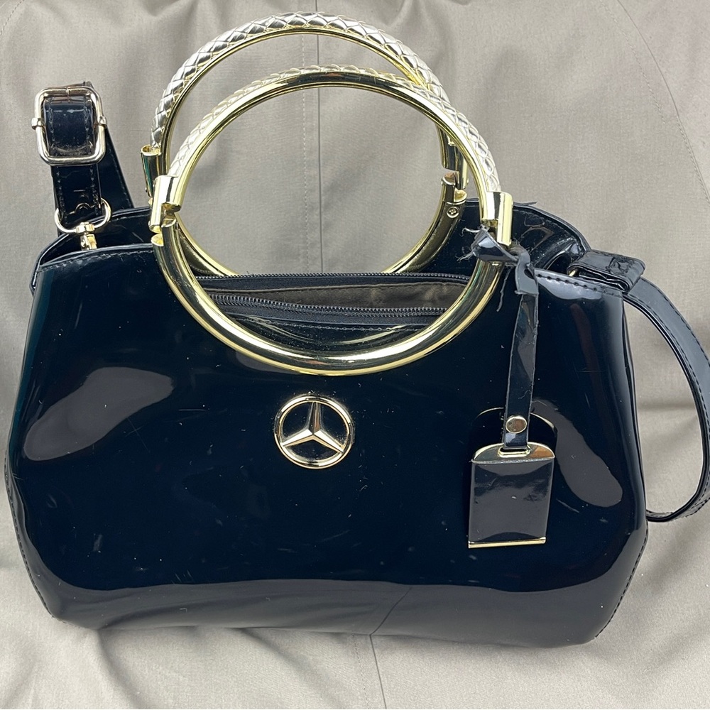 Mercedes Black Patent Leather Purse Bag